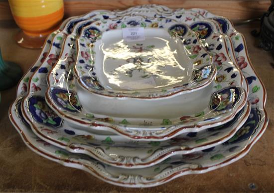 Graduated set of 4 Corona ware meat dishes, printed with pheasants